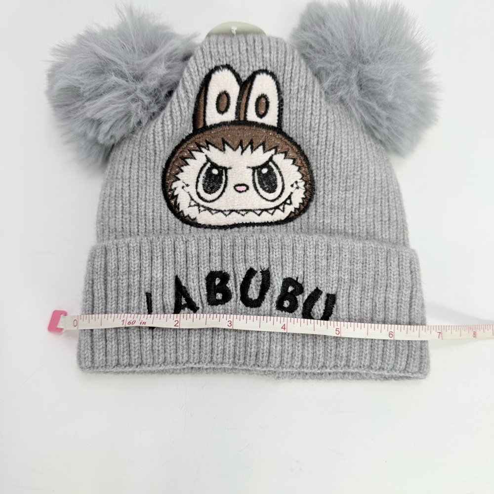 Gray Labubu Knit Pom-pom Beanie - Picture 10 of 10